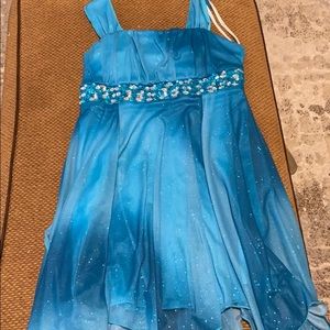A blue, sparkly dress